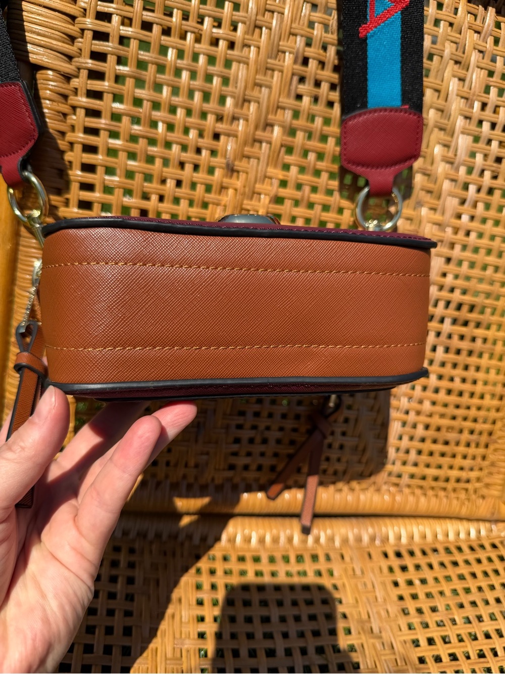 Marc Jacobs The Utility Snapshot Crossbody in Burgundy w Multicolor Strap- NEW - Picture 5 of 15
